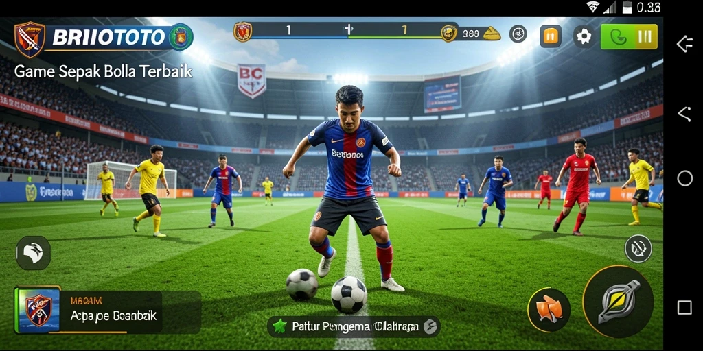 Gameplay BRIOTOTO yang mendebarkan dengan aksi sepak bola nyata.