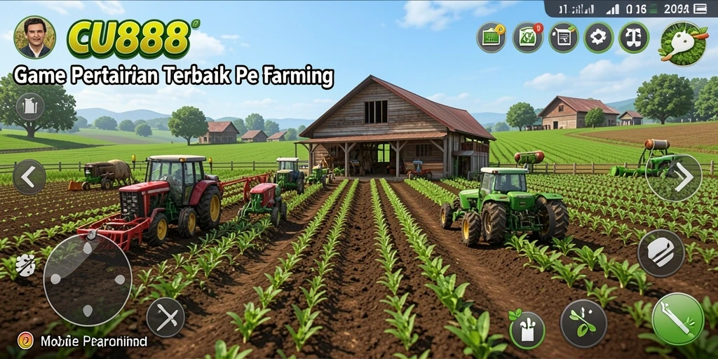 Screenshot gameplay CU888 menampilkan proses bertani yang nyata.