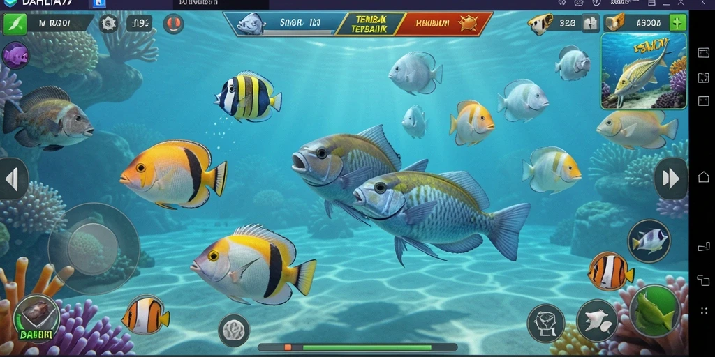 Tampilan gameplay DAHLIA77 dengan aksi menembak ikan yang seru dan mengasyikkan.
