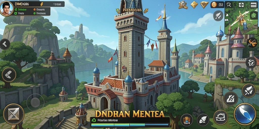Tangkapan layar DMD686 dengan aksi pertahanan menara yang intens.
