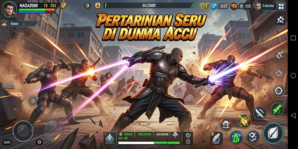 Tampilan gameplay NAGA2000 menampilkan pertarungan seru dengan grafis menakjubkan.