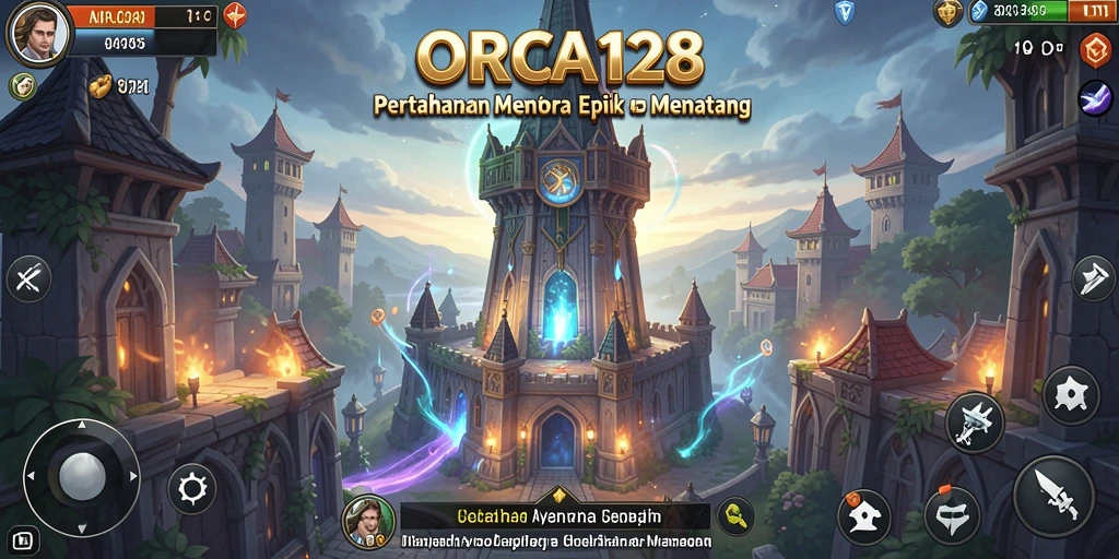 Tampilan menarik dari gameplay Tower Defense di ORCA128.