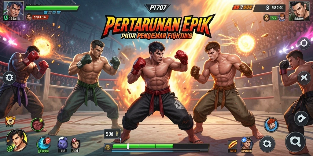 Screenshot gameplay PT707 yang menampilkan aksi pertarungan seru.