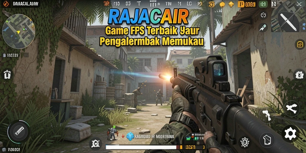 Tampilan gameplay mendebarkan dari RAJACAIR dalam pertempuran FPS.