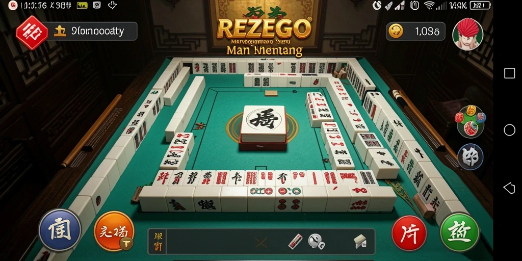 Tampilan menarik dari gameplay Mahjong di REZEGO.