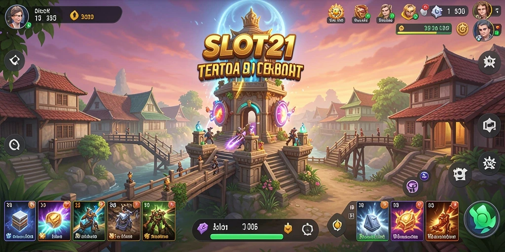 Tampilan gameplay SLOT21 yang menegangkan saat melawan gelombang musuh.